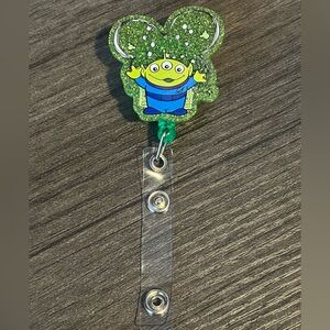 Handmade Green Alien badge reel